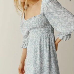 Reformation Zaria Dress Blue and White